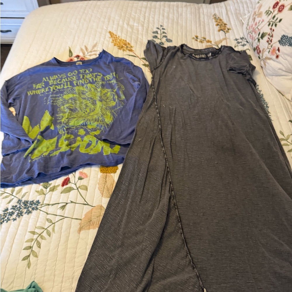 Magnolia. Pearl White Graphic Dress with Pink & Yellow Rose and tees - Picture 3 of 4